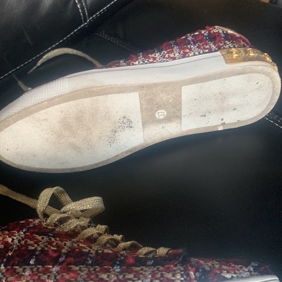 Moow size 37 European, excellent condition, Fabric plaid canvas and gold… - Picture 6 of 9